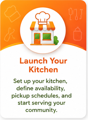 Easy Kitchen Setup: Launch your food business in minutes with a simple onboarding process and all the tools you need to get started.